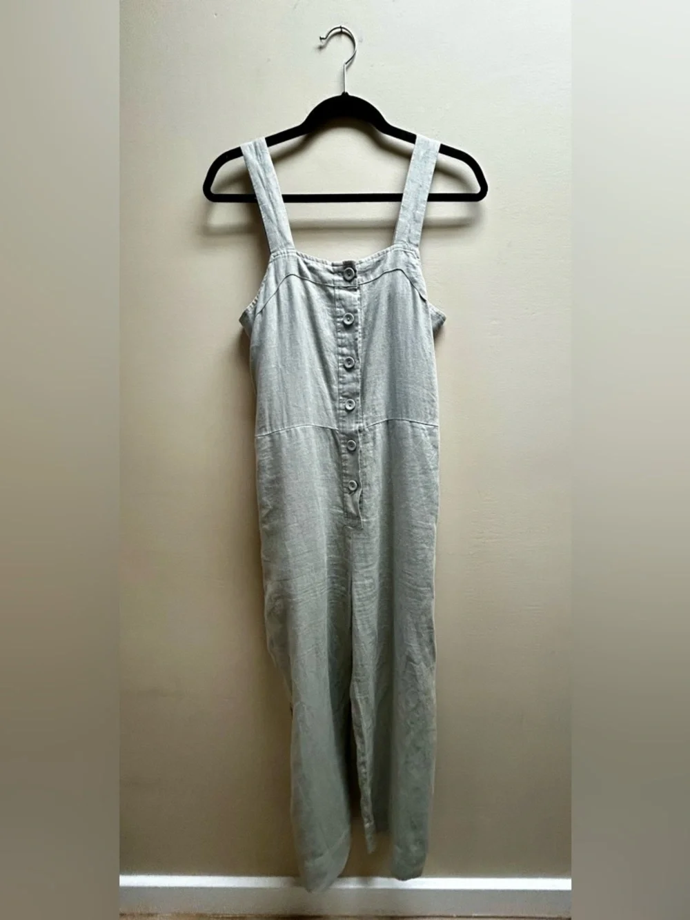 Everlane The Linen Picnic Jumpsuit in Seagrass